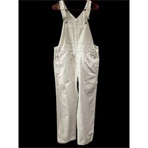 Gap Women’s Small Sand Cotton Utility Pockets Denim Relaxed Bib Overalls Vintage